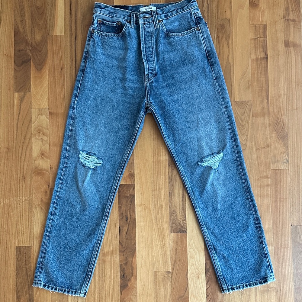 Re/Done Distressed High Rise Jeans